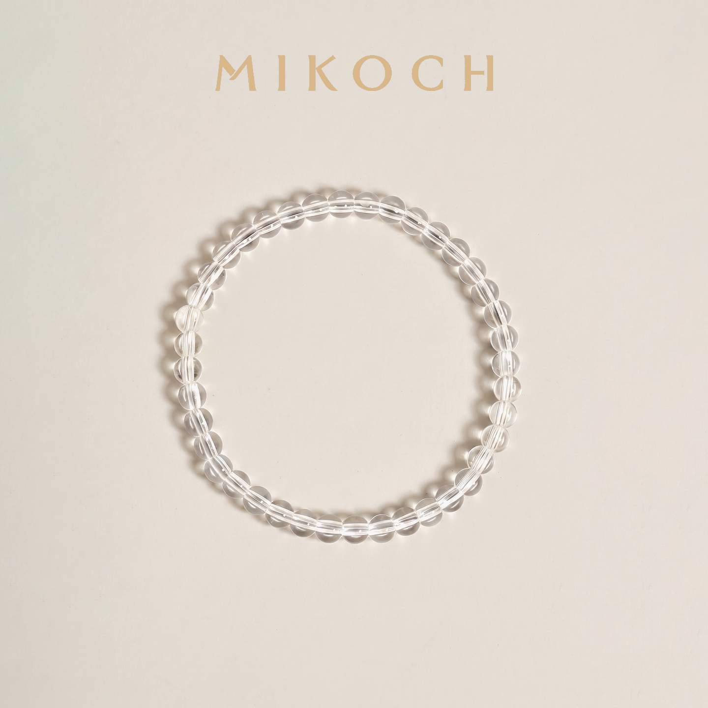MIKOCH天然白水晶925银手串女生爆款气质高颜值百搭款圆珠手链