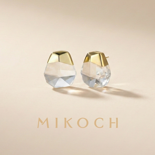 MIKOCH小冰晶耳钉 925银菱形白水晶耳钉轻奢高级感小众设计老钱风