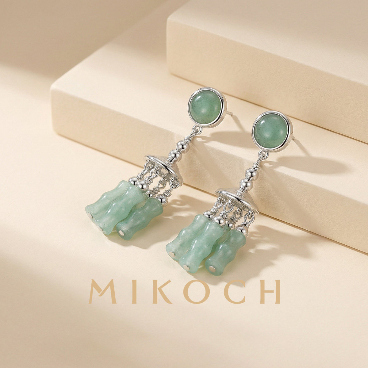 MIKOCH【毛林林同款】MIKOCH竹吟耳环925银耳钉女小众新中式项链
