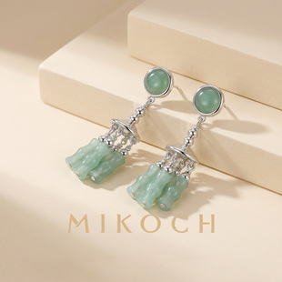 MIKOCH【毛林林同款】MIKOCH竹吟耳环925银耳钉女小众新中式项链