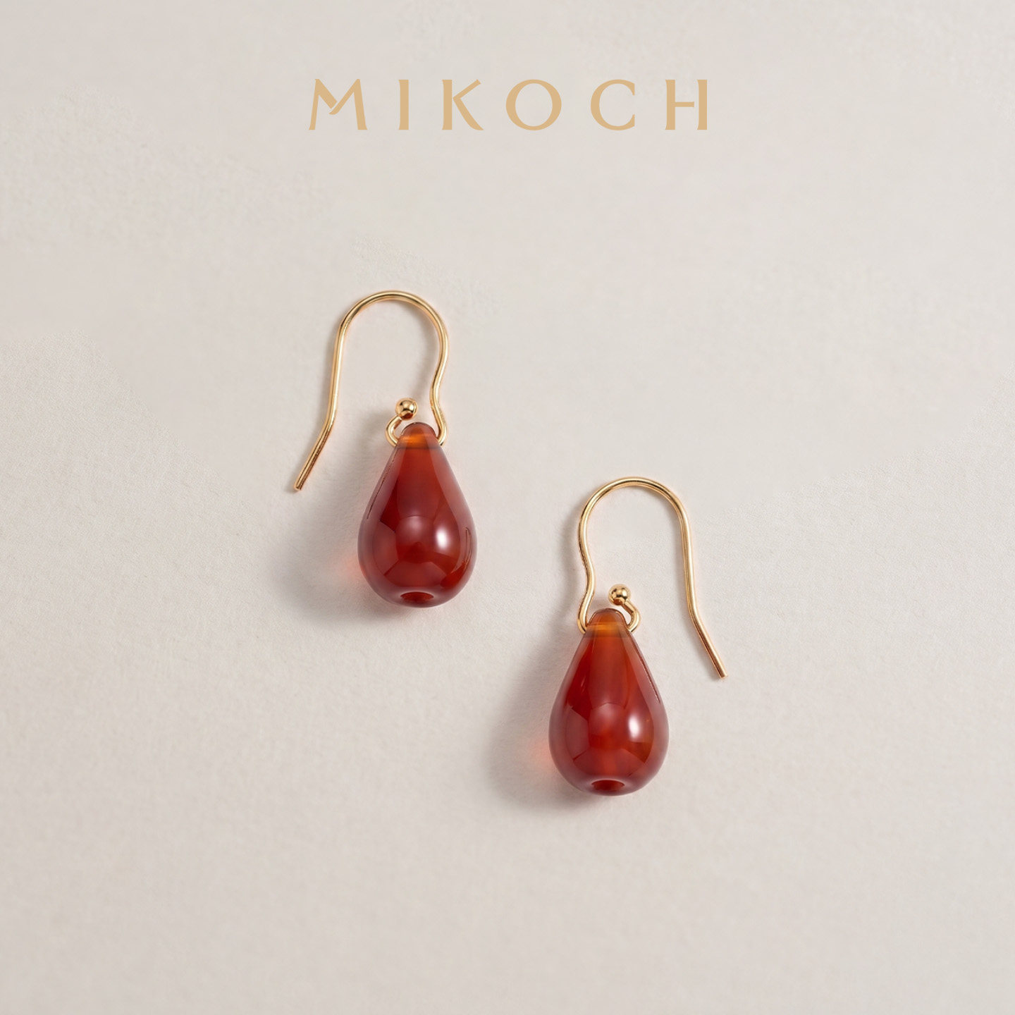 MIKOCH925银红玛瑙耳坠新中式红色长款气质设计耳饰本命年耳环