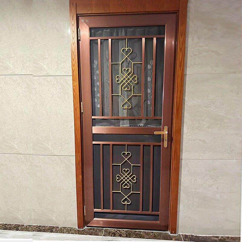 入户纱门不锈钢金刚网纱门防蚊防鼠防盗带铝合金窗花平开纱门带锁
