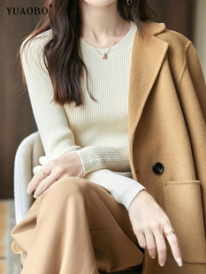 秋冬圆领打底毛衣女修身长袖弹力内搭高级感修身显瘦气质针织衫