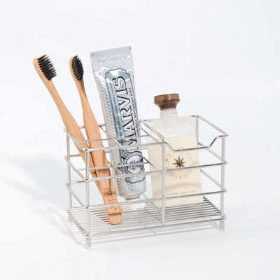 oakliving304不锈钢牙刷架浴室桌面收纳置物架简约牙膏架多功能