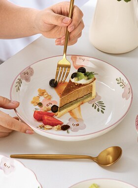 紫色陶瓷餐具碗家用鱼盘菜盘5英寸饭碗勺子新款日式碗碟米饭碗