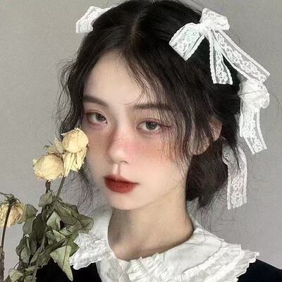 仙气蕾丝蝴蝶结发夹女纯欲风甜美