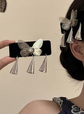 波西米亚黑色蝴蝶流苏发夹