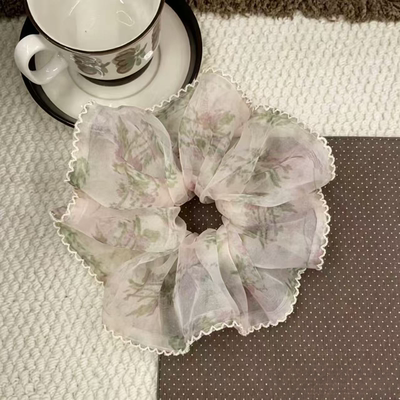 法式超仙欧根纱碎花大肠发圈
