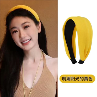 简约纯色发箍女高级黄色压发高颅宽边发卡头箍2025发饰新款 夏天女