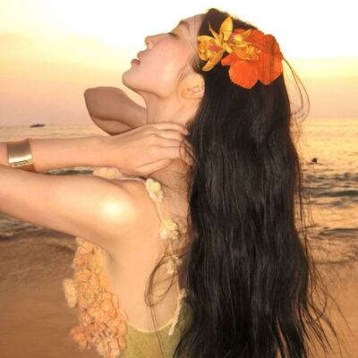 桔黄色氛围真蝴蝶兰头花发夹花朵度假发卡侧边夹子海边头饰发饰女