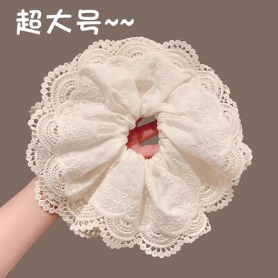 超大大肠发圈韩系白色蕾丝花边女