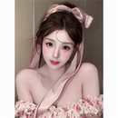 法式 高级感粉色超大蝴蝶结头饰发夹女甜美设计后脑勺飘带丝带发饰