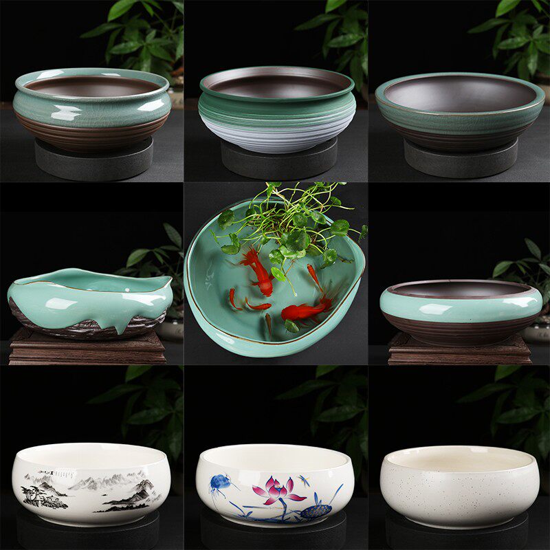 水仙花铜钱草花盆绿萝大号造景陶瓷创意家用大号睡莲水培清仓包邮