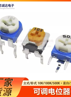 RM065/063卧式立式蓝白可调电阻WH06-2 100R-1M 1K2K5K10K20K100K