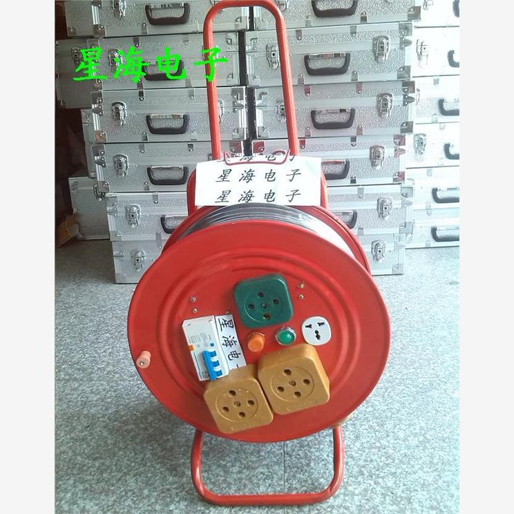 220V/380V移动电缆盘 绕线30米/50m 铁质拖线盘 25A/32A拉杆线盘