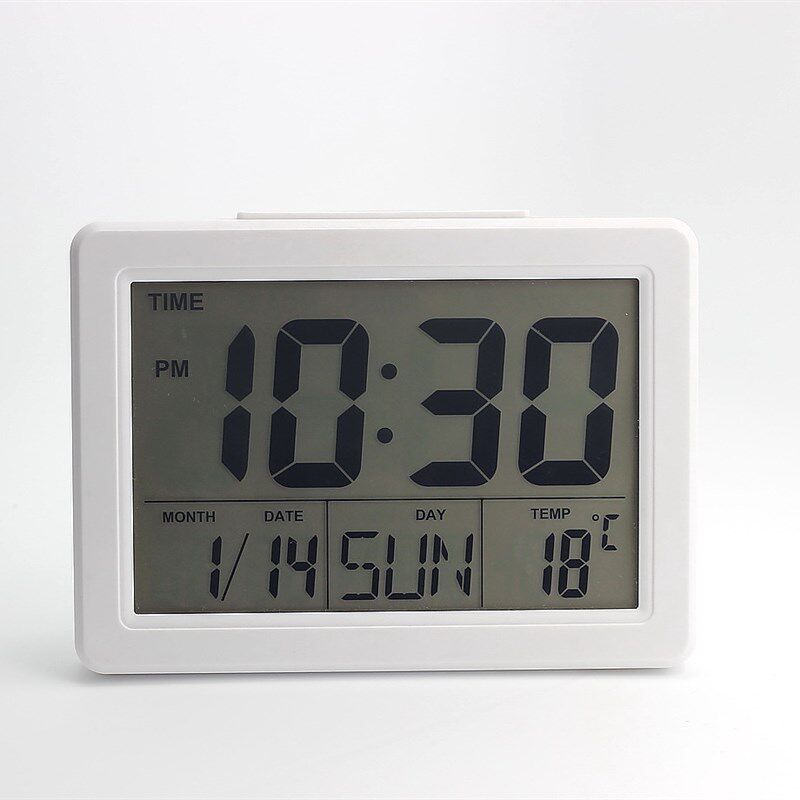 出口超大屏幕电子钟 温度显示 LCD懒人闹钟 声控静音夜光闹钟包邮