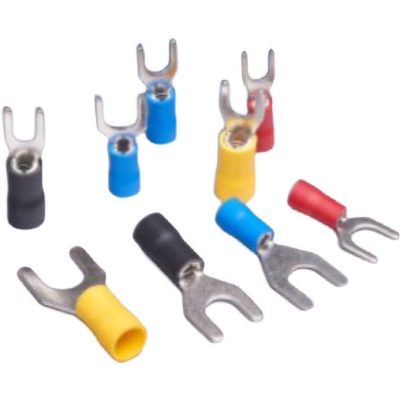 紫铜SV2-5厚0.7mm U型Y型叉形绝缘接线端子线鼻子镀哑光