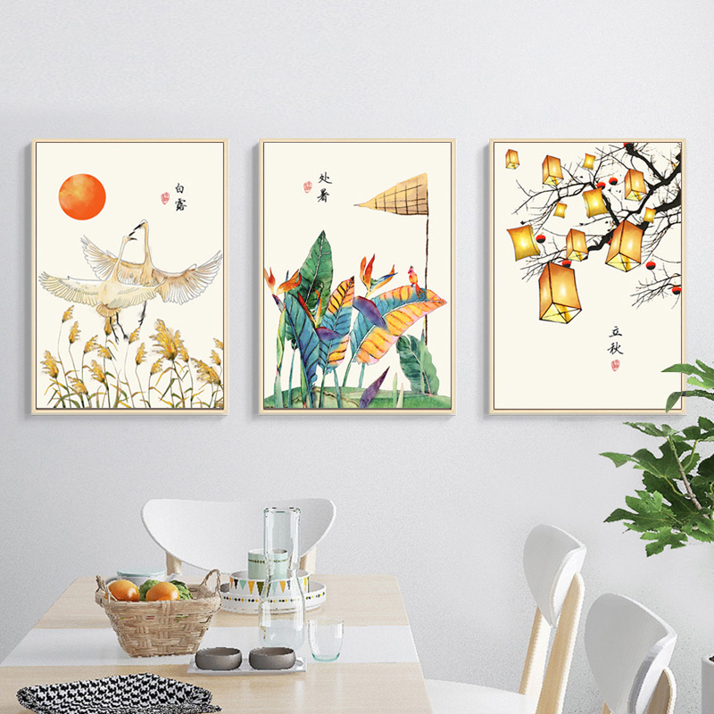 日式装饰画24节气中国古风挂画餐厅新中式客厅餐厅民宿酒店民俗画图片