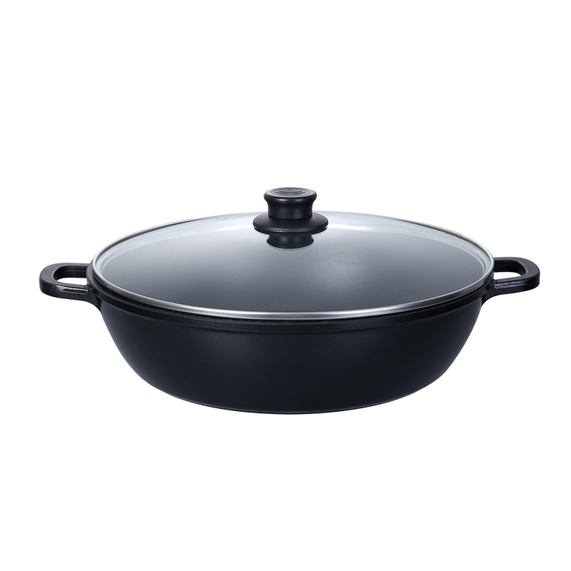 韩式不粘浅汤锅美蛙鱼头炒锅平底锅酸菜鱼锅焖锅干锅锅电磁炉火锅