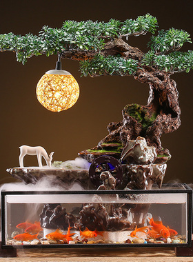 流水器生财客厅循环创意摆件办公室鱼缸桌面景观招财开业礼品