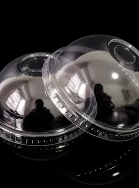 一次性杯盖防漏PP塑料黑白色透明双孔咖啡奶茶塑杯纸杯盖子90口径