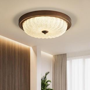 美式 灯具 复古吸顶灯圆形LED主卧室房间灯温馨阳台灯创意玻璃欧式