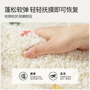 卧室地毯床边毯房间客厅茶几满铺大面积长毛绒床前毯奶油风飘窗毯