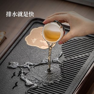 实木茶盘家用客厅小型茶台茶具茶托盘办公室用仿乌金石干泡台