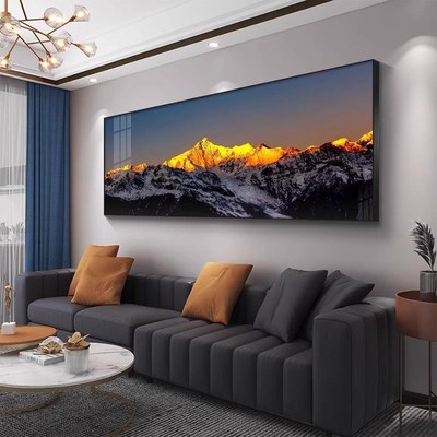 客厅背有靠山墙壁装饰画现代简约大气沙发背景墙挂画风景画高级感