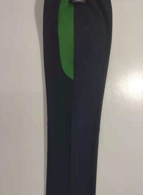 可定做中小学生男女校裤藏蓝色长裤拼接绿色宽边直筒裤全棉松紧腰