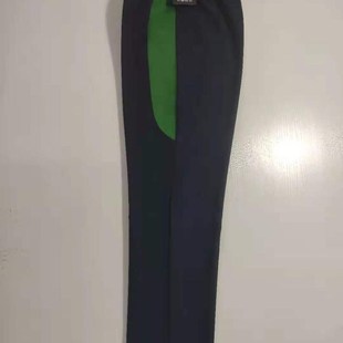 全棉松紧腰 拼接绿色宽边直筒裤 可定做中小学生男女校裤 藏蓝色长裤