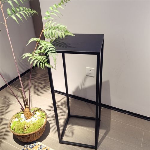 铁艺黑色花架子客厅落地式简约大理石雕塑架室内阳台置物架花盆架