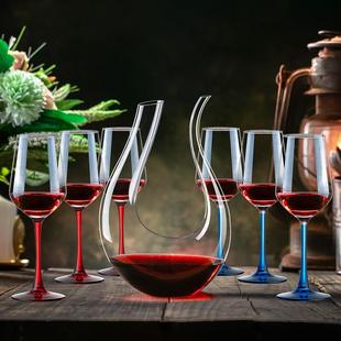 家用葡萄酒玻璃高脚杯子奢华高档酒具 轻奢高级感红酒杯醒酒器套装