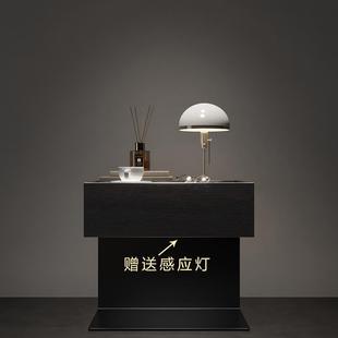 极简悬浮床头柜现代创意钢板腾空床边柜卧室多功能床头柜定制 意式