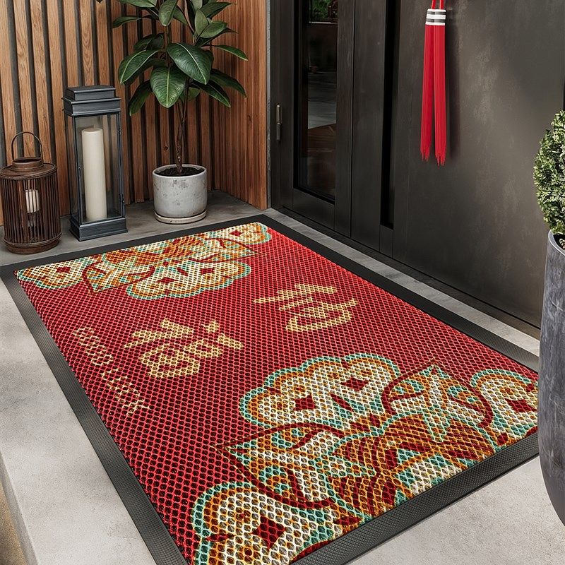 红色入户门地垫耐脏除尘免打理地毯玄关门口防滑脚垫高弹喜庆门垫,居家布艺,入户地垫,淘宝优惠券,粉丝福利购,淘宝优惠卷