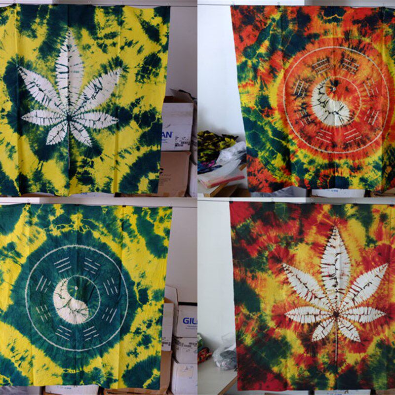 手工扎染桌布挂饰植物花卉纯棉八卦图案装饰布野餐布露营地布,居家布艺,桌布,淘宝优惠券,粉丝福利购,淘宝优惠卷