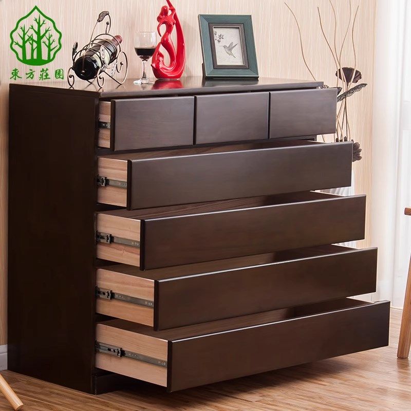 实木斗柜简约现代收纳柜子卧室五斗橱玄关抽屉柜带门储物柜五斗柜