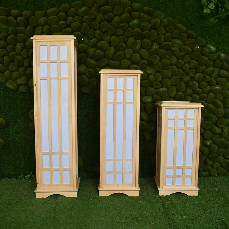 新款中式路引婚庆装饰道具原木灯光方柱路引迎宾舞台婚礼布置摆件