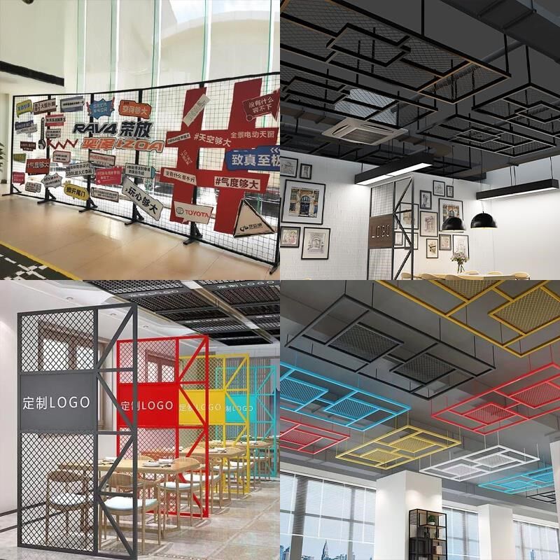 定做菱形铁网格网片工业风装饰隔断镂空吊顶铁丝网铁艺餐厅铁网格