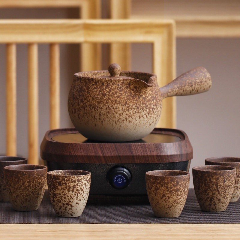 侧把煮茶壶陶瓷烧k茶壶电热养身茶壶家用小型电陶炉煮茶器套装陶