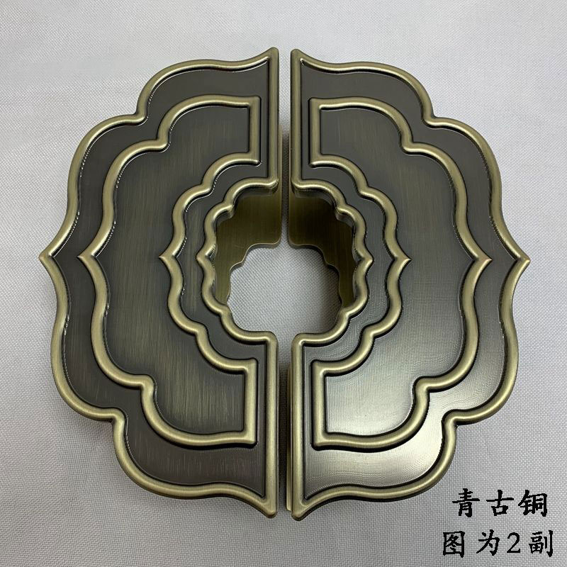 中式大门拉手半圆形玻璃门拉手欧式仿古衣柜橱柜古铜刻字把手定制