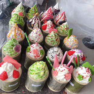 竹筒冰淇淋模型仿真竹筒网红竹筒冰淇淋竹筒模型假竹筒Z冰淇淋摆