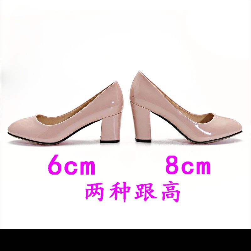 圆头高跟鞋粗跟单鞋大码女鞋40黑色41工作鞋43小码31职业32优雅33