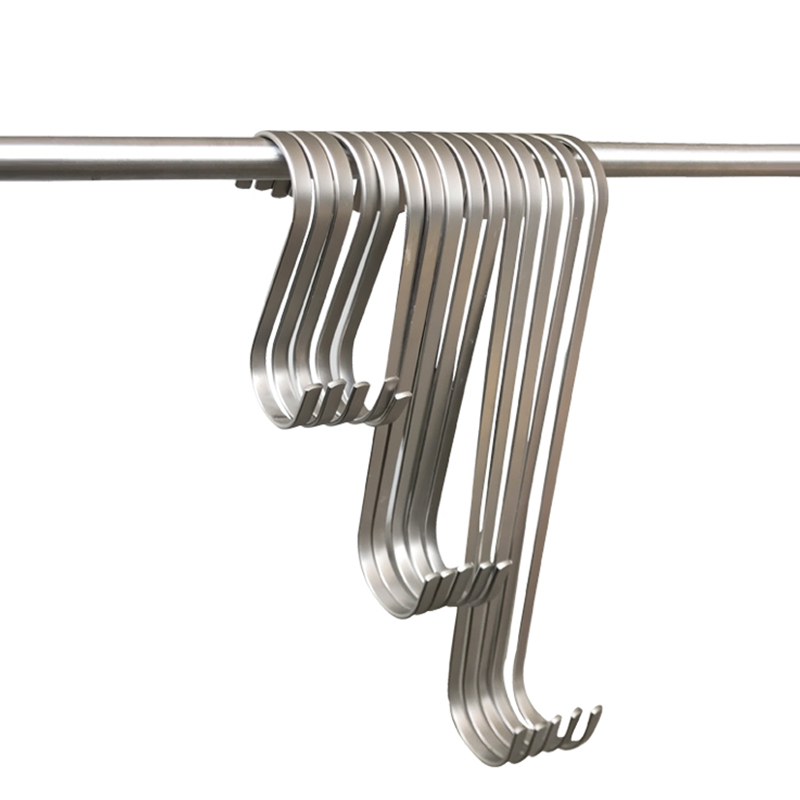 服装店陈列道具配件不锈钢加长S钩上墙展示架衣帽装饰金银色s挂钩
