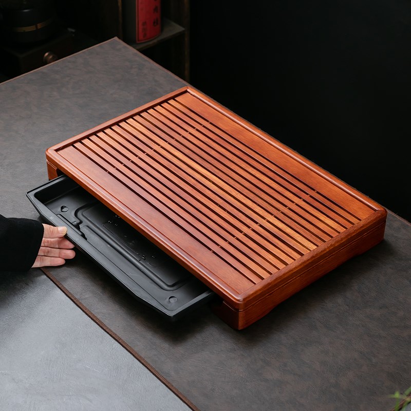 花梨木古典双用茶盘实木干泡茶台可蓄水镂空面沥水盘茶具托盘茶海