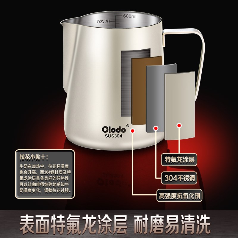 拉花缸意式不锈钢奶泡杯子带手柄尖嘴打奶缸拉花壶专业咖啡拉花杯