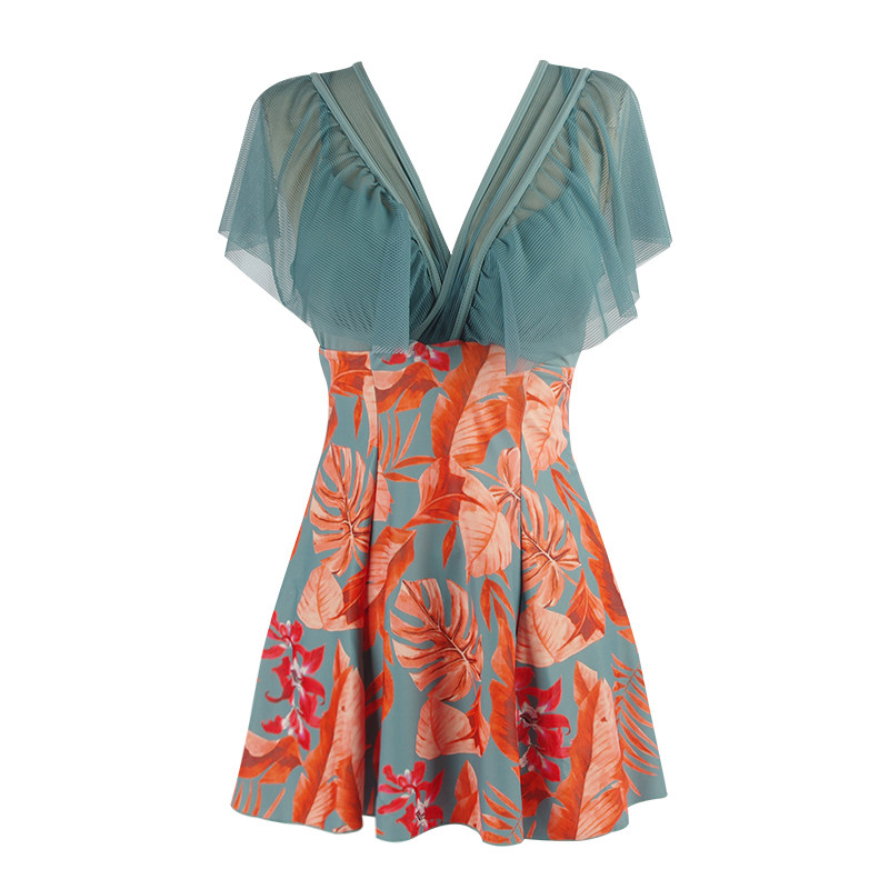 2021新款胖MM遮肚显瘦加肥大码泳衣女200斤大胸连体温泉游泳装