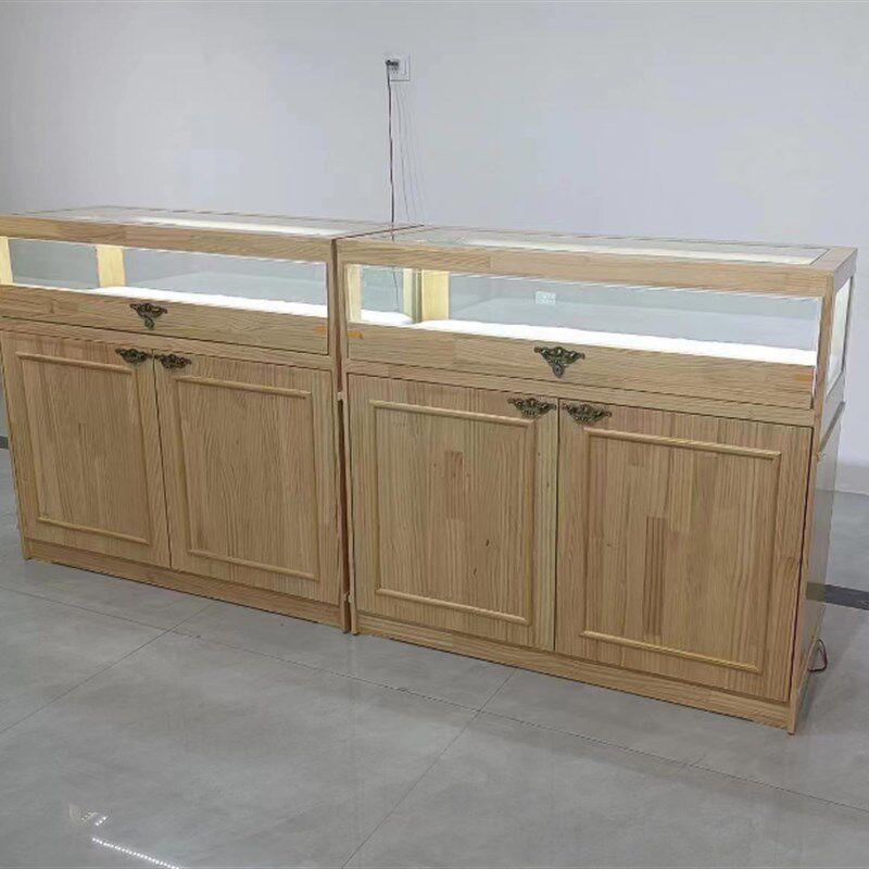 实木新中式珠宝展示柜首饰玉器饰品柜台玻璃柜子展柜展示柜手串柜