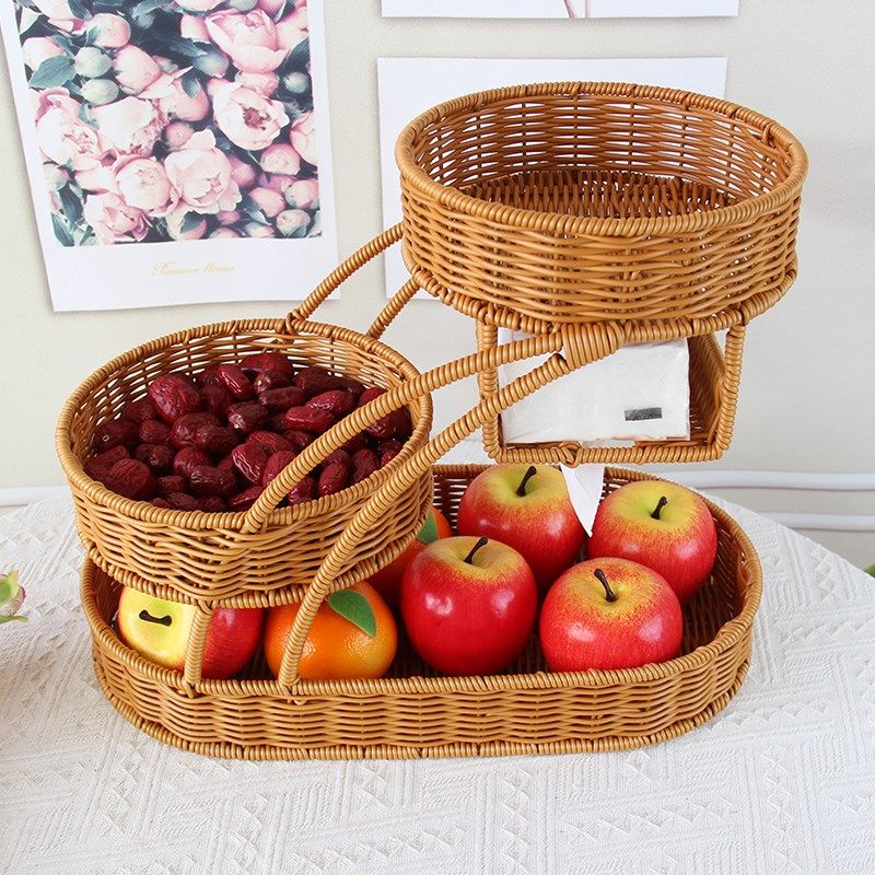 彷藤编织多层水果篮客厅茶几干 干果零食糖果摆盘多功能收纳展示,收纳整理,其他收纳篮,淘宝优惠券,粉丝福利购,淘宝优惠卷