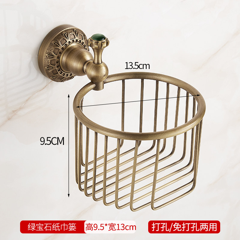 欧式仿古免打孔纸巾架 全铜纸巾篮 浴室卫生间手纸卷纸盒卫生纸盒